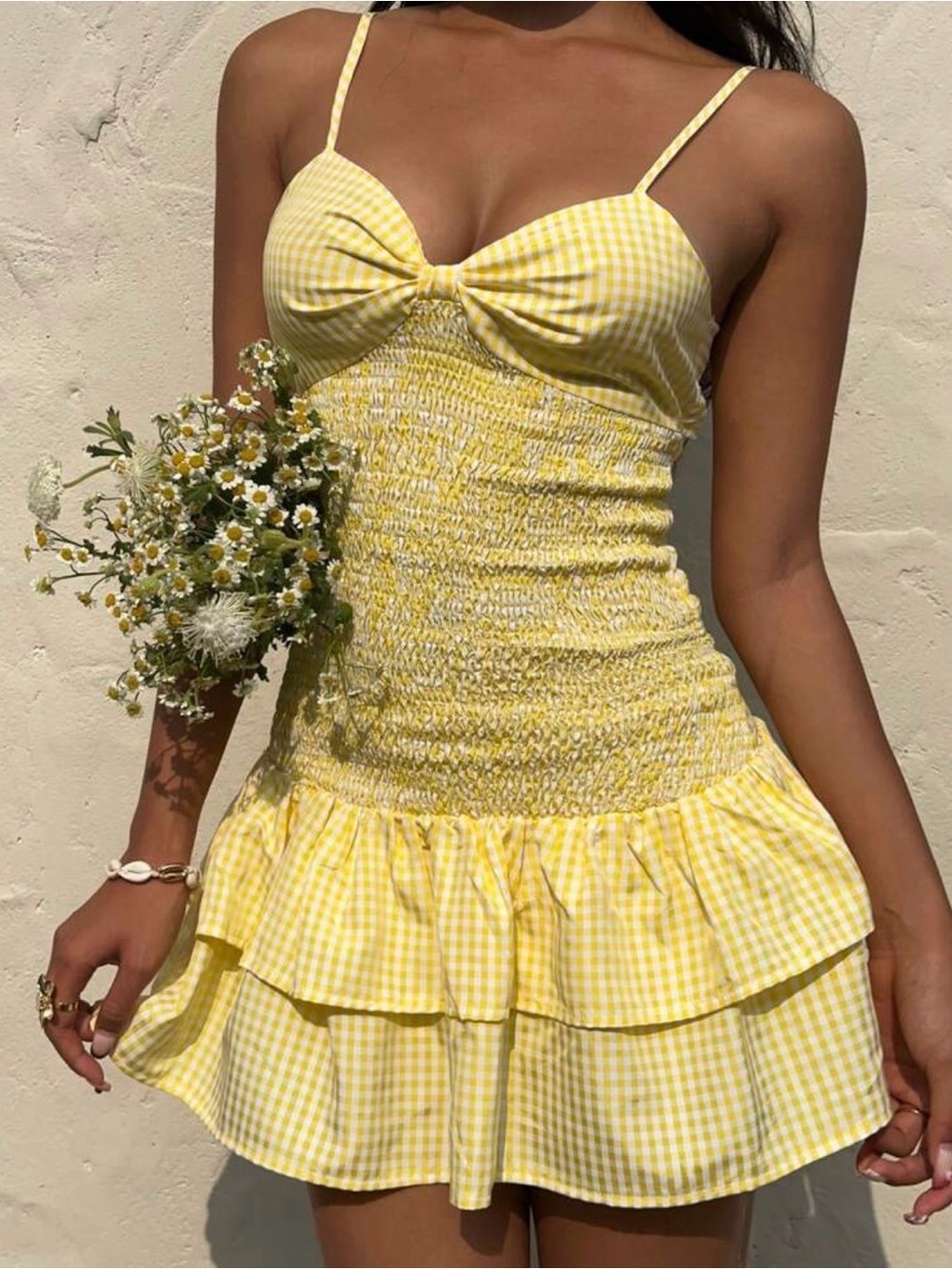 Casual Backless Bowknot Ruffle Hem Cami mini dress - Picture 1 of 4